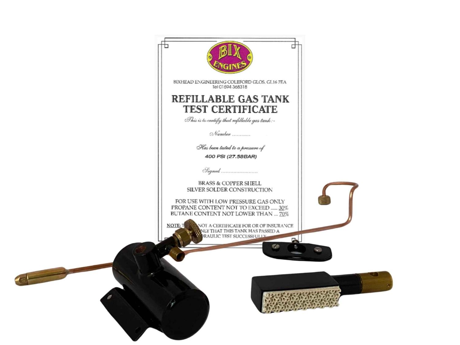 Bix 021 Gas conversion set to fit Mamod Fire Engine.